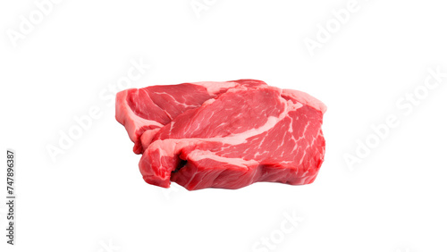 Piece of raw meat cut out. Isolated steak meat on transparent background