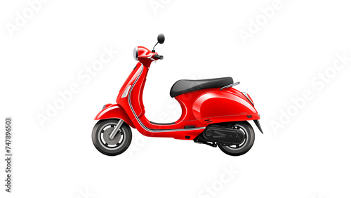 Red scooter bike cut out. Isolated red scooter on transparent background