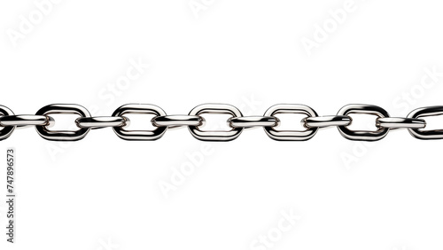 Metal silver chain cut out. Isolated metal chain on transparent background