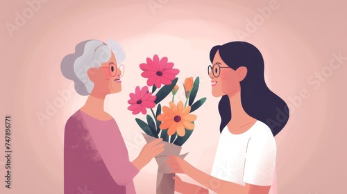 Mother's Day greetings from family old grandmother, mother-in-law, and daughter-in-law