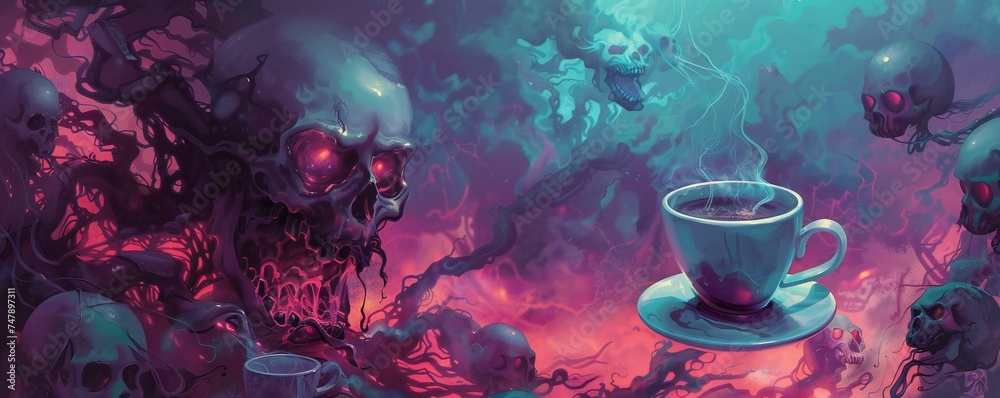 Obraz premium Coffee is poison abstract art Generative Ai 