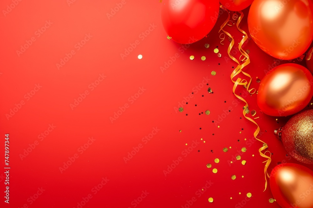 Balloons with confetti. Background template design with helium balloons for Party for Birthday and anniversary celebration, carnival. weddings and valentine's day and international women's day Balloons with confetti. Background template design with helium balloons for Party for Birthday and anniversary celebration, carnival. weddings and valentine's day and international women's day