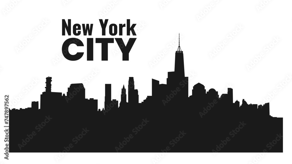 New York City Skyline Silhouette on Transparent Background. Vector Illustration