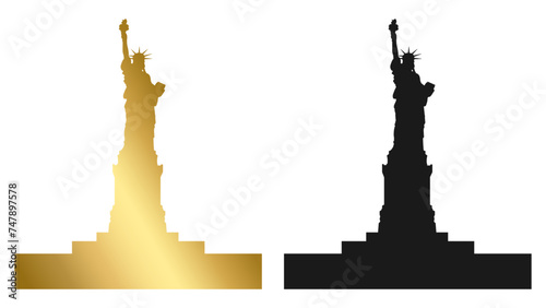 Statue of Liberty Silhouette on Transparent Background. Vector Illustration