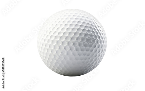 A white golf ball placed on a plain white background, showcasing simplicity and minimalism. The ball is perfectly round and clean, standing out against the stark backdrop.