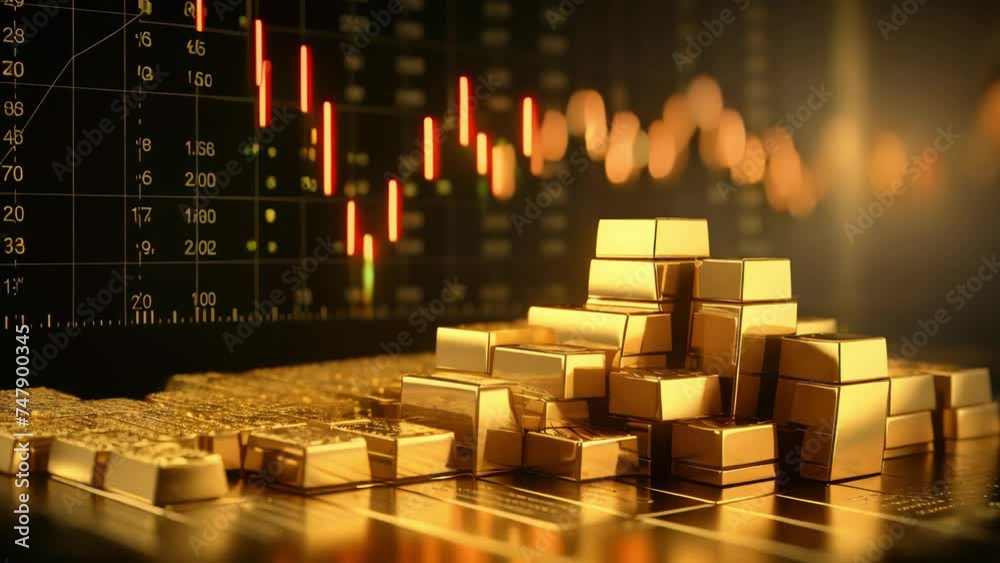 capital marketing golden banking chart exchange invest value, Growth gold bar financial investment stock diagram