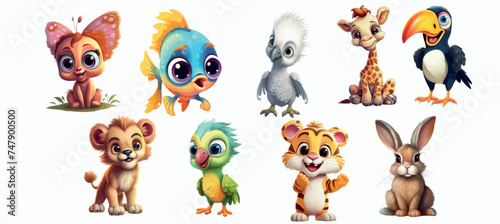 Adorable Collection of Cartoon Baby Animals Isolated on White Background, Perfect for Children’s Book Illustrations and Apparel © Zaleman
