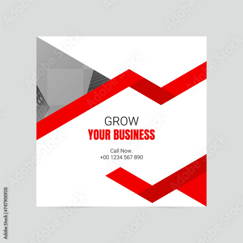 Red modern grow your business social media cover template