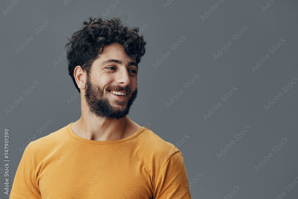 Obraz premium Man model adult face guy happy isolated smile background expression fashion young portrait person