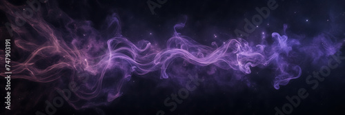 Photograph showcasing the hypnotic movements of smoke tendrils in hues of amethyst and sapphire against a backdrop of starry skies. photo