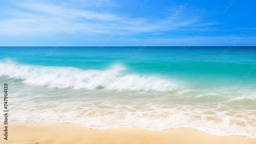 Beach background of waves on the beach gorgeous summertime backdrop with the mountain Beach background of waves on the beach gorgeous summertime backdrop with the mountain