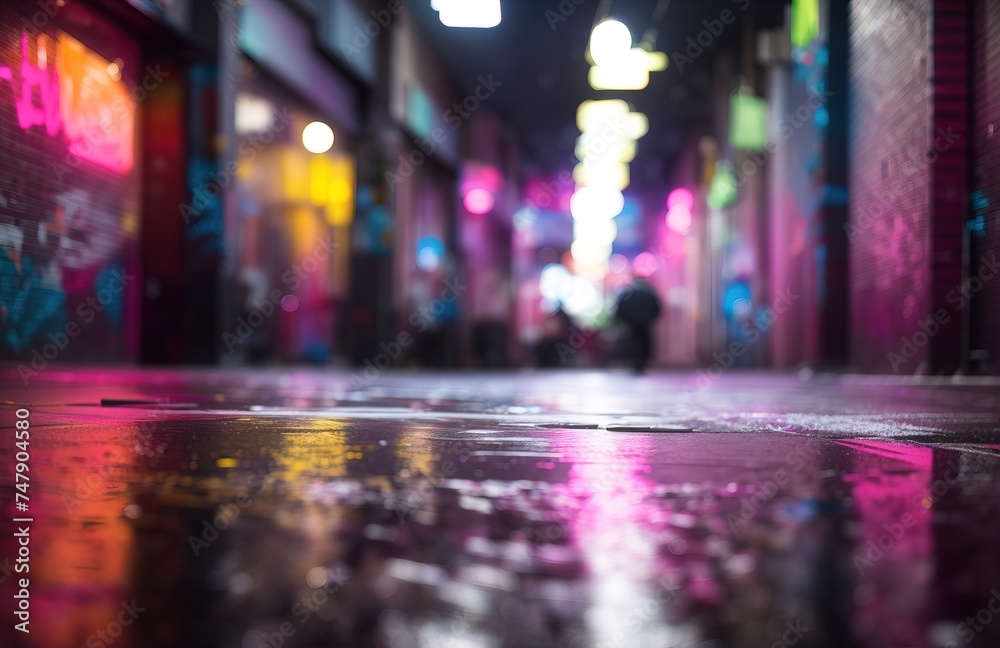 Street hall in the raining night