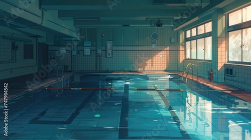 Swimming pool with a large pool where you can swim and train in peace. Generative AI © Dvid