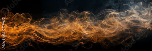 Photograph showcasing the hypnotic movements of smoke tendrils in hues of amber and topaz against a canvas of misty moonlight.