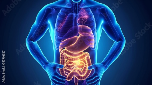 digestive system. The digestive system breaks down food into simple nutrients such as carbohydrates, fats and proteins