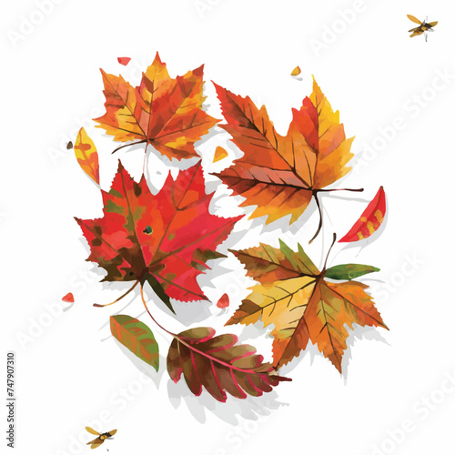 Elevate Your Designs with Vector Flat Autumn Leaves on White Background. Perfect for Seasonal Projects and Adding a Touch of Nature. 