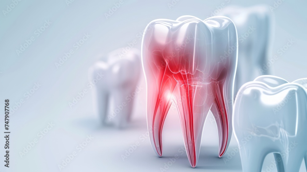 Toothache, Pain and Sensitive Tooth. Dental illness Symbolizing of Dental Care, Tooth Decay, Oral Health, Tooth caries