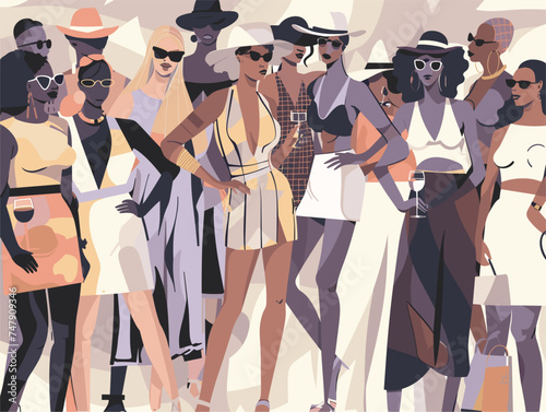 A team of women in uniform hats and sunglasses stand side by side. Their gestures suggest they are ready for a sunny outdoor event