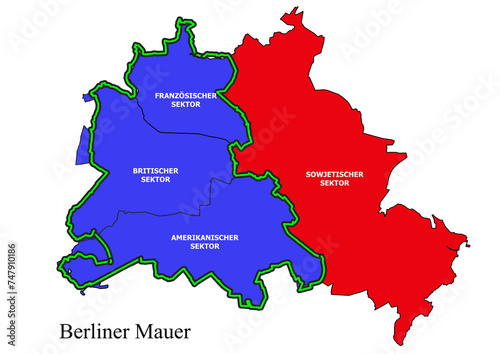 Berlin Wall course Map with Districts with Sectors