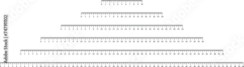 Ruler scale set collection. 10 to 60. Vector Illustration
