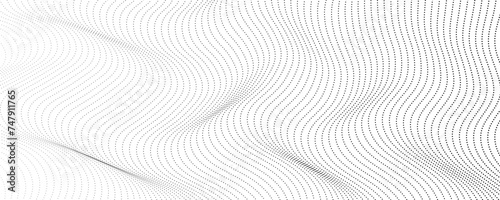 Halftone monochrome background with flowing dots