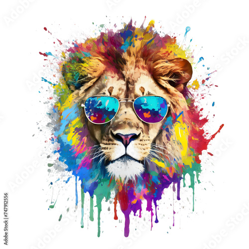 Lion with Sunglasses for Sublimation Printing, Lion T-shirt Design Clipart, DTF DTG Printing, Cool Lion With Sunglasses Clipart.