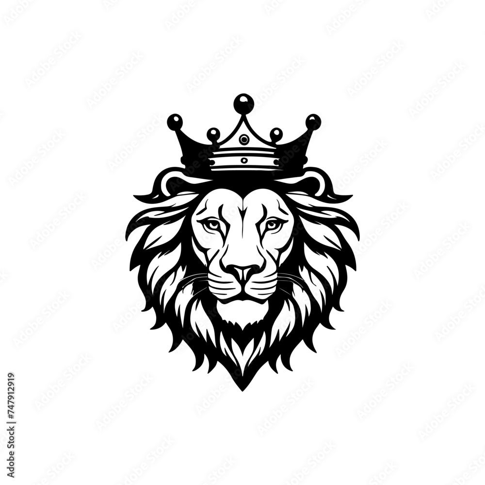 Lion king face tattoo style logo symbol illustration design template. Vector isolated on white background Lion king face tattoo style logo symbol illustration design template. Vector isolated on white background