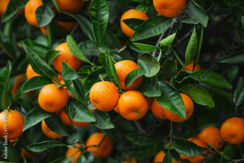 picture of garden with mandarin trees ,ready for gathering harvest