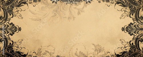 Dark beige drawing paper, ornate pattern with empty copy space Generative Ai 