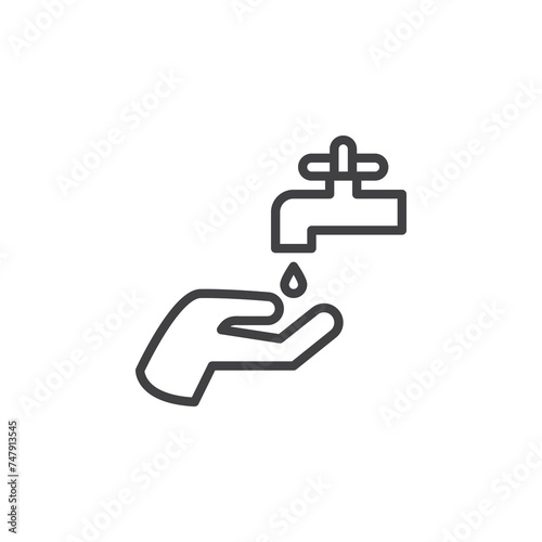 Washing hands line icon