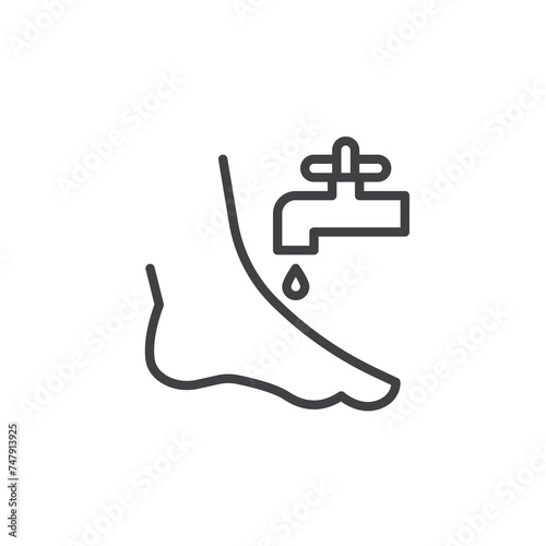 Washing feet line icon