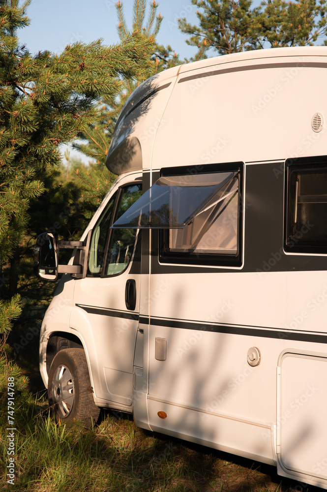 a vacation trip in a motorhome, a rest in a van