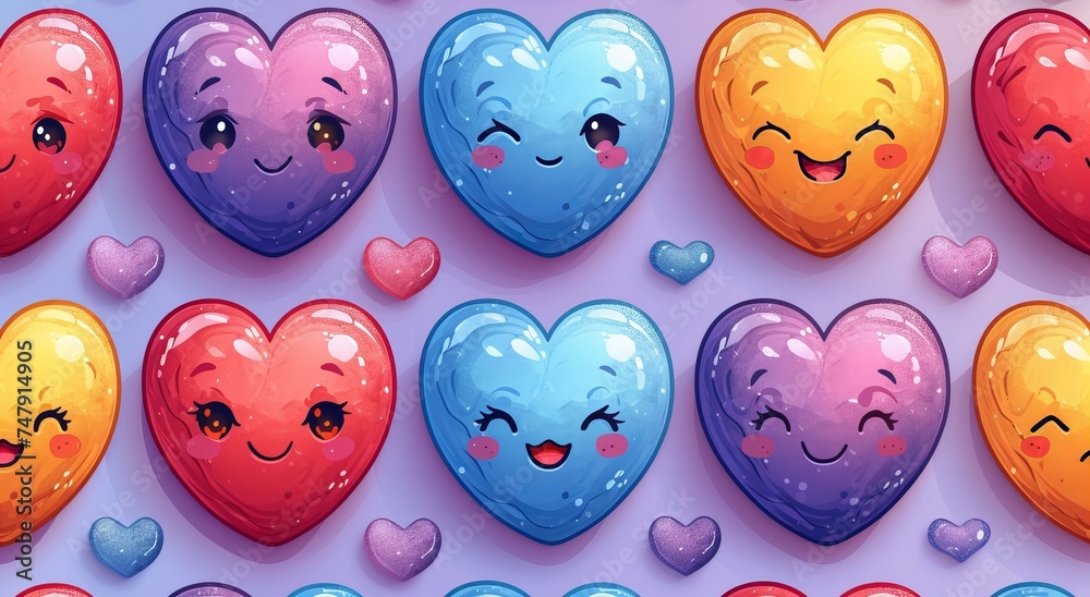 Set of Heart Valentine's Pattern , AI designed