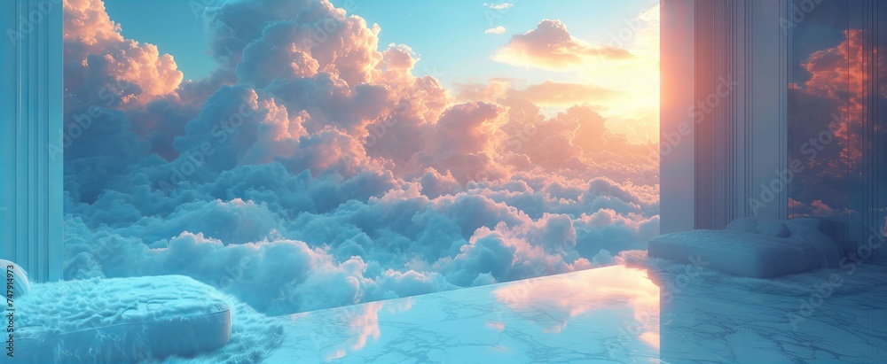 Beautiful watercolor cloud and sky, spring, summer background - obrazy, fototapety, plakaty 