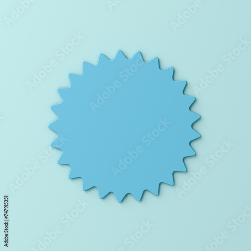 Blank minimal 3d blue sticker sign banner isolated on blue pastel color or cyan background with shadow minimal creative idea conceptual 3D rendering