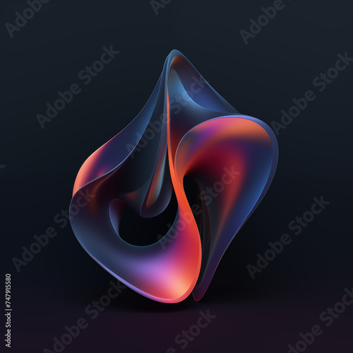 Abstrakcyjna tapeta - nowoczesna fale z cieniem i światłem oraz kolorową wiązką światła na czarnym tle