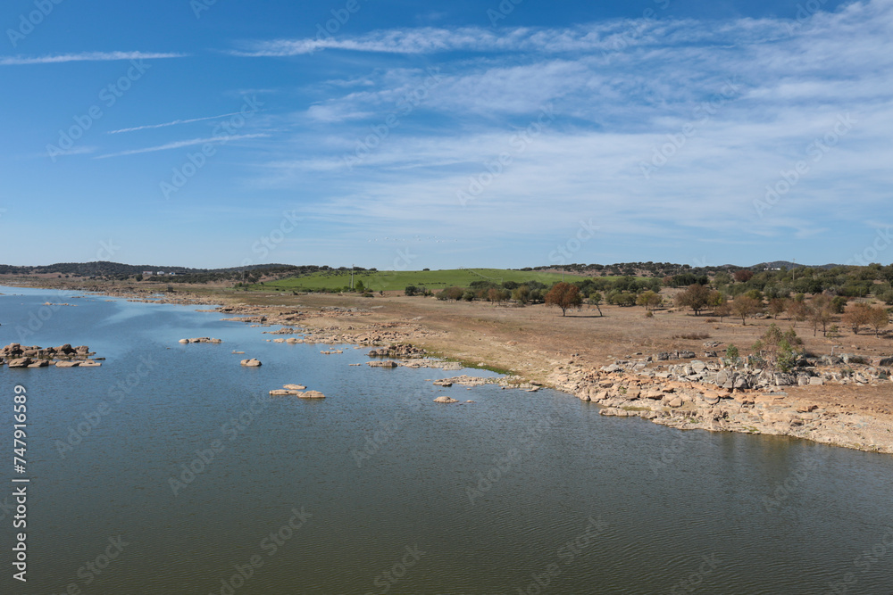 The Guadiana River between the border of Spain and Portugal