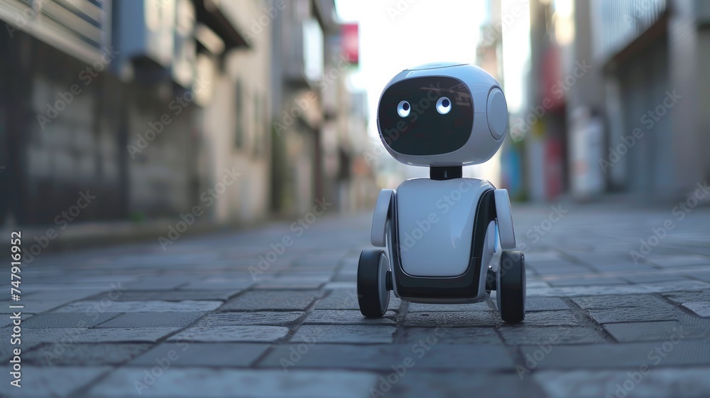 Mini modern robot that defines the future Generative AI - obrazy, fototapety, plakaty 