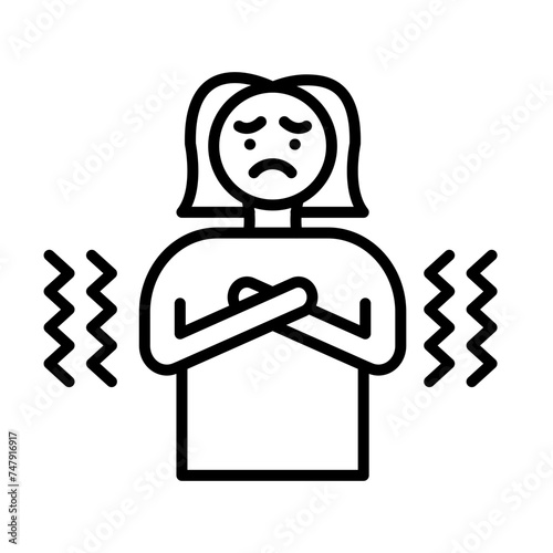 Cold Woman line icon