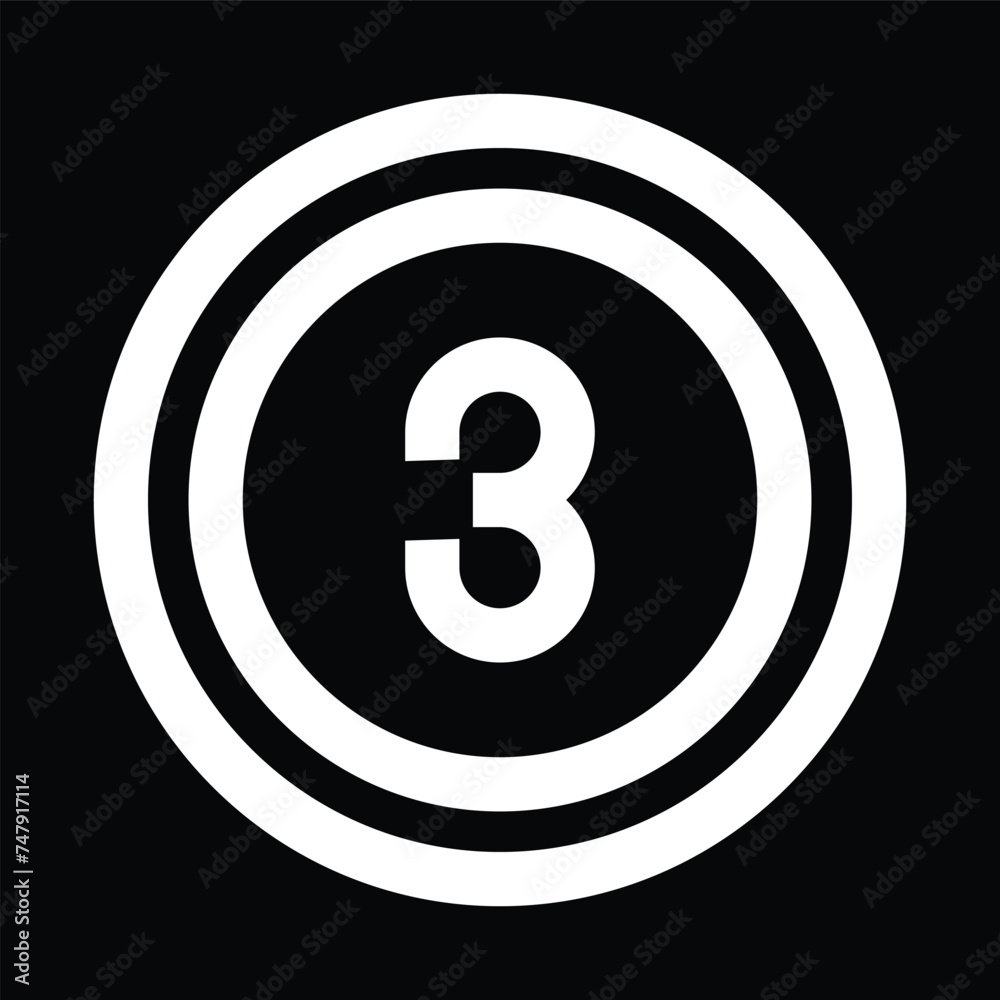 Number 3 round shape badge icon Number 3 round shape badge icon