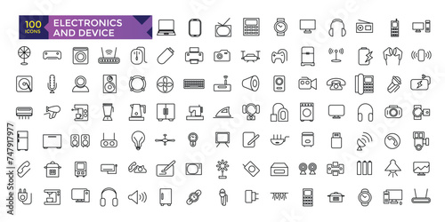 Electronics and Device and technology line icon set. Electronic devices and gadgets  computer  equipment and electronics.