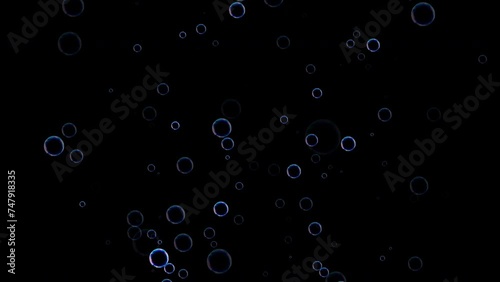 Abstract Various Air Bubbles in Water rising up slow motion 4K. Underwater bubbles animation. Green Screen loop Animation. Ocean, Sea, Aqua, Bath Soap, Liquid, Drink