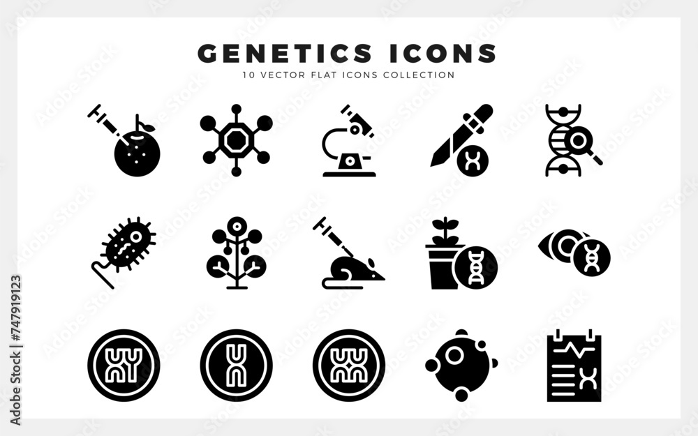15 Genetics Glyph icon pack. vector illustration. 15 Genetics Glyph icon pack. vector illustration.
