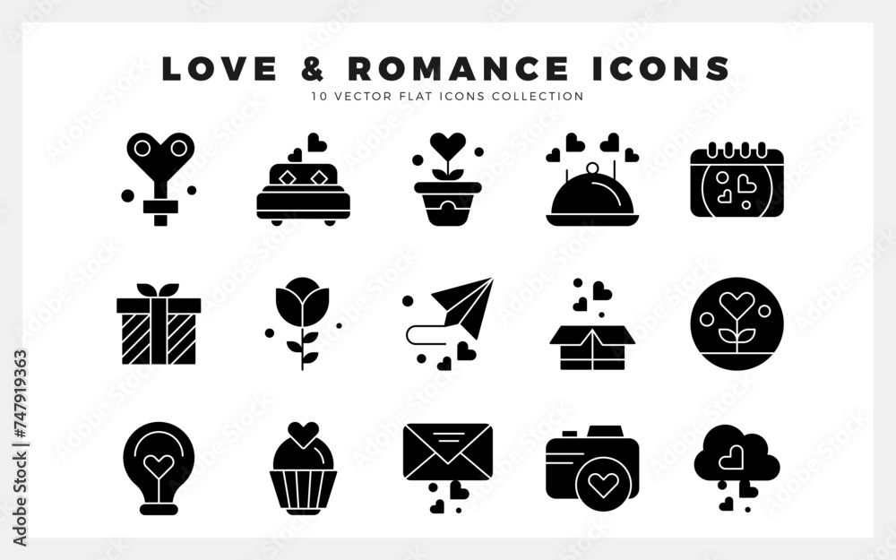 15 Love  Glyph icon pack. vector illustration.