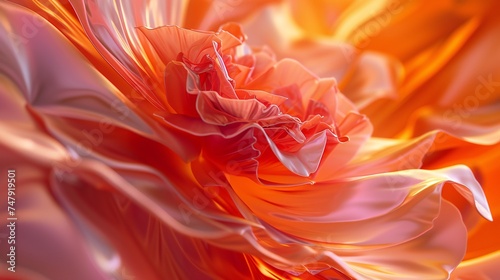 a portrait capturing the dance of auburn rose petals in extreme macro, creating a symphony of color and movement.