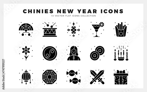 15 Chinese New Year  Glyph icon pack. vector illustration.