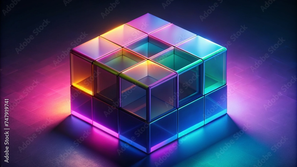 Colorful 3D Cubes Wallpaper. Modern and Vibrant Design with Cubic Shapes. - obrazy, fototapety, plakaty 