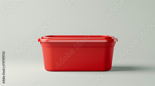 red plastic container mock up for food isolated on white background © daniel