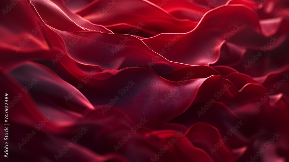 Obraz premium the elegant allure of crimson velvet rose petals in extreme macro, highlighting the velvety texture and rich color.