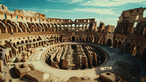 El Jem Coliseum ruins in Tunisia fighting gladiat. photo